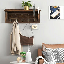 Load image into Gallery viewer, Rustic Wooden Wall-Mounted Entryway Hanging Shelf-Brown