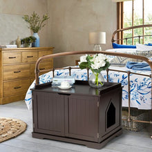 Load image into Gallery viewer, Cat Litter Box Wooden Enclosure Pet House Sidetable Washroom-Brown