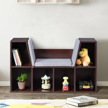 Load image into Gallery viewer, 6-Cubby Kid Storage Bookcase Cushioned Reading Nook-Brown