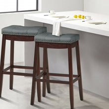 Load image into Gallery viewer, 29�Set of 2 Nailhead Saddle Bar Stools -Coffee