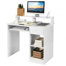 Load image into Gallery viewer, Modern Executive Desk Writing Table with 2-Tier Storage Shelves-White