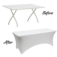 Load image into Gallery viewer, 2 Pcs 6 Ft Rectangular Spandex Tablecloth Fitted Wedding-White