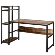 Load image into Gallery viewer, 59" Computer Desk Home Office Workstation 4-Tier Storage Shelves-Oak