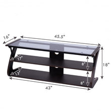 Load image into Gallery viewer, 3-Tier Tempered Glass Top Media Console TV Stand