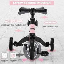 Load image into Gallery viewer, 3 in 1 3 Wheel Kids Tricycles with Adjustable Seat & Handlebarfor Ages 1-3-Pink