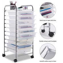 Load image into Gallery viewer, 10 Drawer Rolling Storage Cart Organizer-Clear