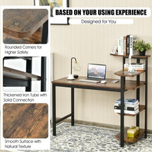 Load image into Gallery viewer, Computer Desk Writing Study Table with Storage Shelves Home Office Rustic Brown