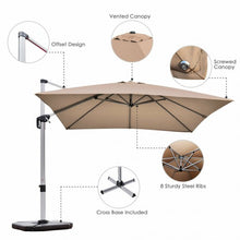 Load image into Gallery viewer, 10 Ft 360 Degree Tilt Aluminum Square Patio Offset Cantilever Umbrella-Tan