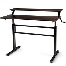 Load image into Gallery viewer, Standing Desk Crank Adjustable Sit to Stand Workstation -Brown