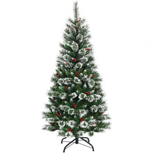 Load image into Gallery viewer, 6 ft Snow Flocked Artificial Christmas Hinged Tree