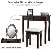 Load image into Gallery viewer, Makeup Vanity Dressing Table Set with Dimmable Bulbs Cushioned Stool-Coffee
