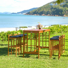 Load image into Gallery viewer, 7-Piece Patio Bar Set Outdoor Dining Table Stool Wood Furniture