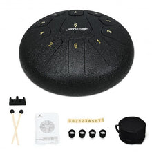 Load image into Gallery viewer, 10" High Carbon 11 Notes Steel Tongue Drum with Drum Hammer