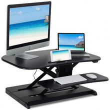 Load image into Gallery viewer, 2-Tier Sit to Stand Desk with Keyboard Tray Deck-Black