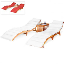 Load image into Gallery viewer, 3PCS Wooden Folding Patio Lounge Chair Table Set