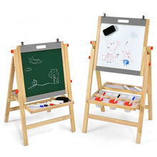 Load image into Gallery viewer, Kids Art Easel with Paper Roll Double Sided Chalkboard and Whiteboard-Gray
