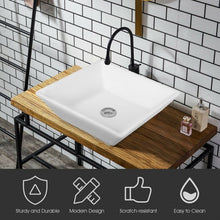 Load image into Gallery viewer, 16" x 16" Square Bathroom Ceramic Vessel Sink with Pop-up Drain