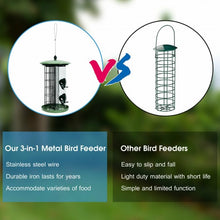 Load image into Gallery viewer, 3 in 1 Metal Hanging Wild Bird Feeder Outdoor with 4 Feeding Ports and Perches