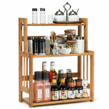 Load image into Gallery viewer, 3-tier Bamboo Spice Rack with Adjustable Shelf