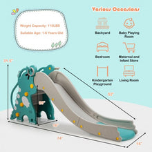 Load image into Gallery viewer, 4-in-1 Kids Climber Slide Play Set with Basketball Hoop-Green
