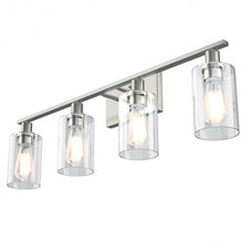 Load image into Gallery viewer, 4-Light Wall Sconce with Clear Glass Shade-Sliver