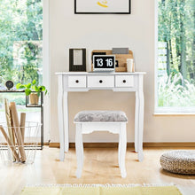Load image into Gallery viewer, Dressing Table Set with Oval Mirror Stool and 5 Storage Drawers