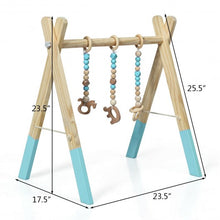 Load image into Gallery viewer, 3 Wooden Baby Teething Toys Hanging Bar-Blue