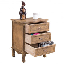 Load image into Gallery viewer, Storage Solid Wood End Nightstand w/ 3 Drawers -Coffee
