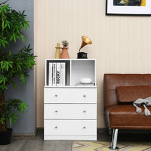 Load image into Gallery viewer, 3 Drawer Dresser with Cubbies Storage Chest for Bedroom Living Room-White