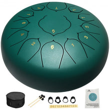 Load image into Gallery viewer, Steel Tongue Handpan Drum 13 Notes 12�-Green