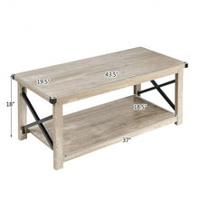 Load image into Gallery viewer, Rustic Accent Coffee Table Metal X Shaped Side Cocktail Table with Storage Shelf