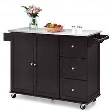 Load image into Gallery viewer, Kitchen Island 2-Door Storage Cabinet with Drawers and Stainless Steel Top-Deep Brown