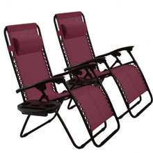 Load image into Gallery viewer, 2 pcs Folding Lounge Chair with Zero Gravity-Wine