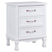 Load image into Gallery viewer, Storage Solid Wood End Nightstand w/ 3 Drawers -White