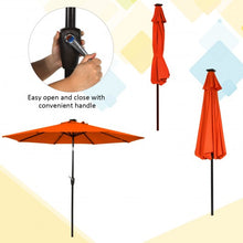 Load image into Gallery viewer, 9 Ft and 32 LED Lighted Solar Patio Market Umbrella Shelter with Tilt and Crank-Orange