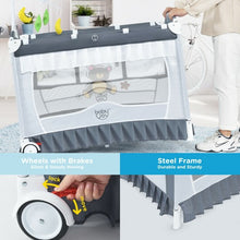 Load image into Gallery viewer, Portable Baby Playpen Crib Cradle with Carring Bag-Gray