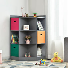 Load image into Gallery viewer, 3-Tier Kids Storage Shelf Corner Cabinet with 3 Baskets-Gray