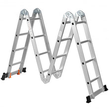 Load image into Gallery viewer, 15.5' 16-Step Multi Purpose Aluminum Folding Scaffold Ladder