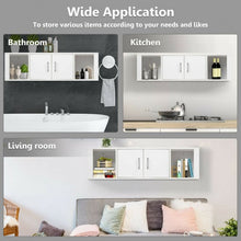 Load image into Gallery viewer, Wall Mounted Floating 2 Door Desk Hutch Storage Shelves-White