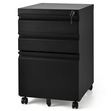 Load image into Gallery viewer, 3-Drawer Mobile File Cabinet Stee with Lock-Black
