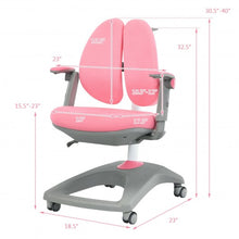 Load image into Gallery viewer, Kids Adjustable Height Depth Study Desk Chair with Sit-Brake Casters-Pink