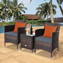 Load image into Gallery viewer, 3 pcs Outdoor Rattan Wicker Furniture Set-Gray