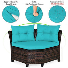 Load image into Gallery viewer, 4Pcs Outdoor Cushioned Rattan Furniture Set-Turquoise