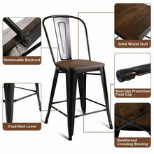 Load image into Gallery viewer, Copper Set of 2 Metal Wood Counter Chairs