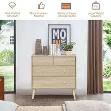 Load image into Gallery viewer, 4-Drawer Dresser Cabinet Storage Organizer Rubber Leg with Rail-Oak
