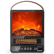 Load image into Gallery viewer, 1500W Electric Fireplace Tabletop Portable Space Heater w/3D Flame Effect-Walnut