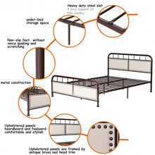 Load image into Gallery viewer, Queen size Metal Bed Frame Platform Bed Upholstered Panel-Chocolate