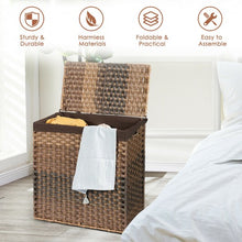 Load image into Gallery viewer, Laundry Hamper Hand-Woven Synthetic Rattan Laundry Basket-Brown