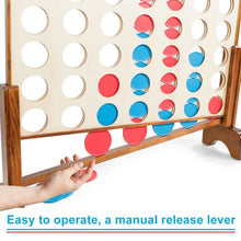 Load image into Gallery viewer, Wooden 4 in a Row Game Toy For Adults Kids with Carrying bag-Natural