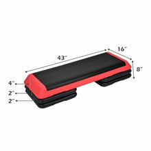 Load image into Gallery viewer, 43" Height Adjustable Fitness Aerobic Step with Risers-Red